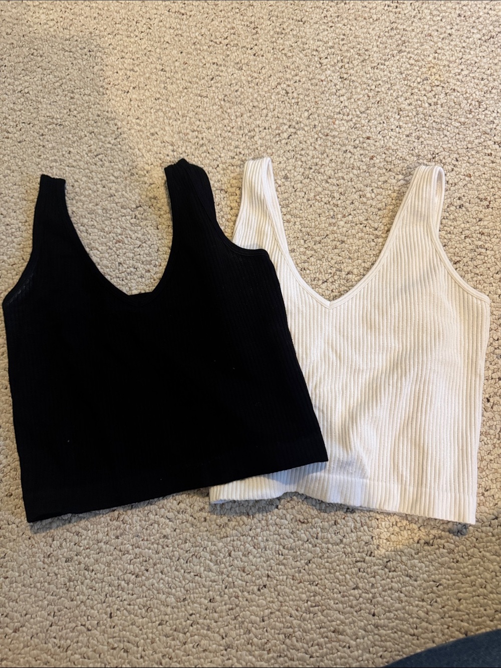Ribbed V-Neck Tank Duo — Black & White
